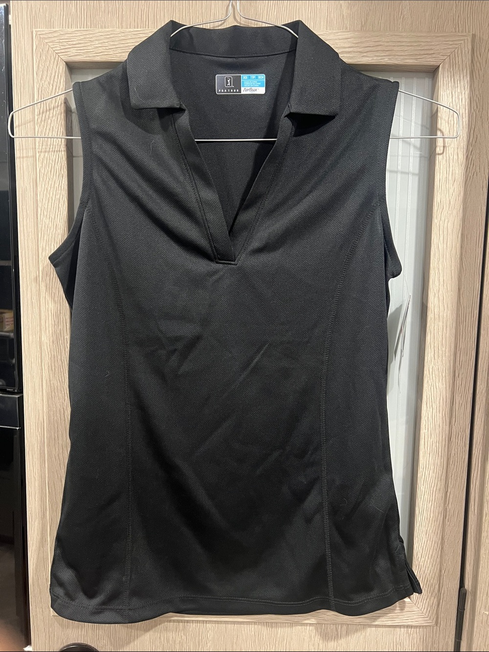 PGA Tour Black Sleeveless Collared Performance Tank